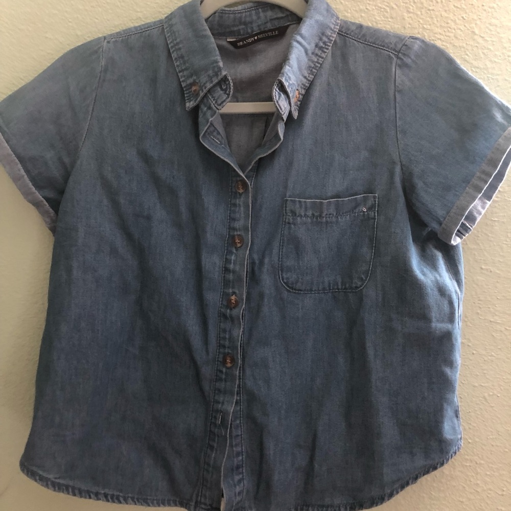 BRANDY MELVILLE cute jean button up shirt!